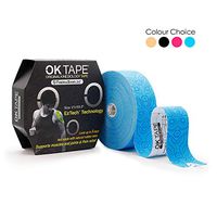 OK TAPE PRO Kinesiology Tape Bulk ROLL- Excellent Support for Body Pain Relief and Prevent Sport Injury, Clinic Therapy Latex Free Jumbo Roll - Uncut Printed 2 inch x 103 feet Blue