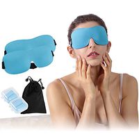 3D Sleep Eye Mask Cover, Atrest Unisex Girls Contoured Comfortable Lightweight Breathable Light Blocking Sleeping Eyeshade Blinfold with Free Ear Plugs for Meditation Nap, 2 Pack, Blue