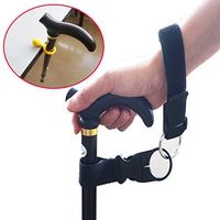 Cane/Crutch/Walking Stick Support Clip Holder (Yellow) and Elastic Wrist Strap (Black) - Pack of 1Set