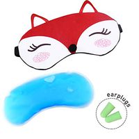 WITERY Cute Cartoon Fox Sleeping Eye Mask w/Cold Gel Pad and Free Ear Plugs Blindfold Eyeshade for Men Women and Kids Travel Sleeping Shift Work Meditation