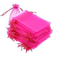 100PCS 5x7 inches Drawstring Organza Bags, Gift Favor Bags, Hot Pink Jewelry Pouches, for Wedding Party Christmas