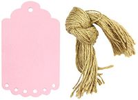 Wrapables 10 Count Gift Tags/Kraft Hang Tags with Free Cut Strings for Gifts/Crafts/Price Tags with Scalloped Edge, Large, Pink