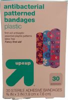 Up&Up Antibacterial Patterned Bandages, Girls Deco, Plastic, 30ct