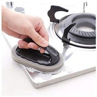 Nano Emery Magic Sponge Eraser Scouring Pads - Strong Decontamination Descaling Rust Scrub Handle Grip Sink Pot Bowl Kitchen Cleaning Tool (Black)