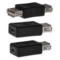 Gizga 3pcs USB A Female to A Female + USB Female to Micro USB Female + USB Female to Mini 5-Pin USB Female Adapters Couplers Connector