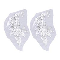 Healifty 2pcs Sequin Sew on Patches Embroidered Iron on Patches Appliques for Clothes Jackets t-Shirt Silver White
