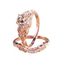Sinwo 2-in-1 Women Ring Creative Set Ring Exquisite Engagement Ring Wedding Band Bride Ring (Rose Gold, 8)