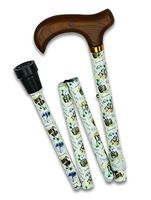 Vacation Time Aluminum Folding Adjustable Walking Cane with Wooden Fritz Handle