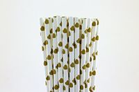 Gold Heart Paper Straws (75)