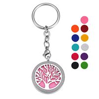 VALYRIA Stainless Steel Tree of Life Essential Oil Diffuser Keychain Aromatherapy