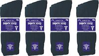 Diamond Star Doctor Approved Diabetic Crew Socks Unisex 3, 6 or 12 Pairs Pack (12 Pairs Black, Men's/Women's 9-11/ Fits Shoe Size 5-10)