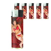 Butane Refillable Electronic Lighter Set of 5 Pieces Sexy Women Design-006