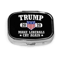 JOJOMU Donald Trump 2020 Make Liberals Cry Again Square Stainless Steel Pill Box Medicine Travel Kit Vitamin Decoration Box