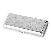 Pure Copper Embossed Arabesque Metal Cigarette Case Holds 10 Cigarettes for 100's Cigarettes (Silver)