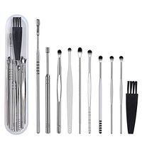 Full Ear Pick kit with 10 Pcs, BetyBedy Ear Cleansing Tool Set, Ear Curette Earwax Removal Kit with a Small Cleaning Brush and Storage Box, Silver Steel