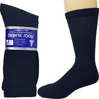 Diabetic Socks Mens Cotton 6-Pack Crew Navy Blue By DEBRA WEITZNER Size 13-15