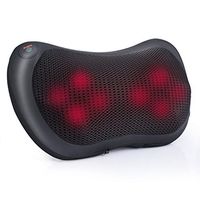 Massage Pillow, Shiatsu Massager Deep Kneading with 8 Heated Rollers for Back Neck Shoulder and Full Body Pain Relife, Stress Relax at Office and Car, Black