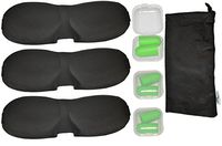Okwu Comfort 3 Contoured Sleep Mask, 3 Ear Plugs with Case and A Carry Pouch. Payless Get More. (Black)