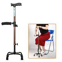 Four-Legged Crutches Adjustable Quad Cane Lightweight Walking Stick for Men, Women and Elderly Walking Cane with Double T Handle Easy Sit-Stand Cane for Stability