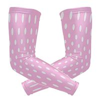 ZZKKO Pink and White Polka Dot Cooling Arm Sleeves Cover Uv Sun Protection for Men Women Running Golf Cycling Arm Warmer Sleeves 1 Pair