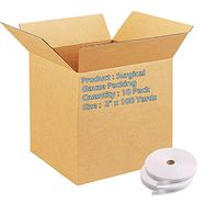 Surgical Gauze Packing 2" x 100 Yards. Case of 10 Wound Packing Strips with X-ray detectable Stripe. 100% Woven Cotton. Single use, 4-ply, Latex-Free.