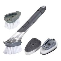 Zoom Time Set of 4 Soap Dispensing Dish Brush Dish Washer Scrubber Brush for Kitchen Sink Pot Brush With 2 Dish Brush and 2 Replacement Sponge Heads