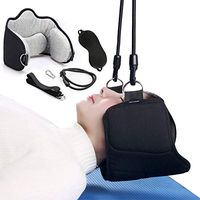 LIHIRONER Neck Head Hammock, Portable Neck Head Shoulder Traction Device, Ideal for Physical Therapy and Neck Pain Relief, with Free Sleep Mask, Black&Gray, Average