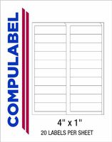 Compulabel Address Labels for Laser and Inkjet Printers, 4 x 1 Inches, Permanent Adhesive, 20 per Sheet, 250 Sheets per Carton (331503)