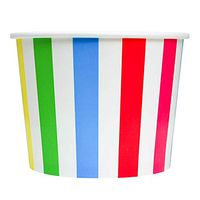 Rainbow Paper Ice Cream Cups - 16 oz Striped Disposable Bowls - Comes in Many Colors - Frozen Dessert Supplies - 50 Count