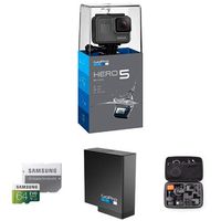 GoPro HERO5 Black 4K Action Camera , Samsung 64GB Memory Card , GoPro Rechargeable Battery with AmazonBasics Carrying Case for GoPro - Large