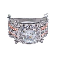 Slendima Square Cubic Zircon Elegant Wedding Ring,Women Engagement Party Charm Rhinestone Jewelry Silver US 9