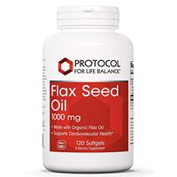 Protocol For Life Balance - Flax Seed Oil 1000 mg - Made with Organic Flax Oil to Support Cardiovascular Heart Health, Appetite Suppressant, Constipation Relief, and Improve Gut Health - 120 Softgels