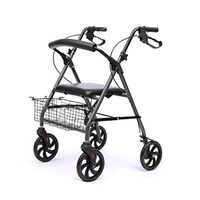 NYDZ Elderly Rollator Walker Foldable with Shopping Basket Four-Legged Pulley Helping Stroller Help