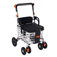 Rolling Walkers Shopping Cart Old Man Trolley Can Take A Folding Wheelchair Household Grocery Shopping Cart Portable Four-Wheeled Walker Gift Can Bear 120 Kg (Color : Black, Size : 575188-95cm)