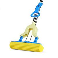 QJSDM Cleaning mop Fold Squeeze Water Sponge Mop Stainless Steel Rod Rubber Can Stretch Cotton Absorbent Mop Mops Floor Cleaning,Blue