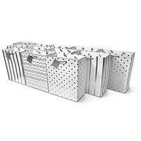 6x7.5x3" 12 Pcs. Small Metallic Silver Paper Gift Bags with Handles, Birthday Party Favor Bags, Chevron Polka Dot Chevron Polka Dot Stripe Patterns (Small)