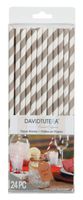 Taupe Striped Paper Straws