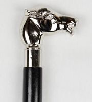 Silver Nickel Plated Horse Head Cane Wood Walking Stick