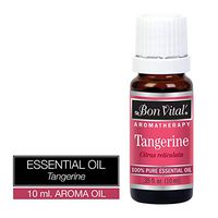 Bon Vital' Aromatherapy Tangerine Essential Oil, Therapy Oil, Undiluted Therapeutic Aroma Oil for Essential Oil Diffuser and Aroma Therapy Diffuser Necklace to Strengthen Immune System, 10 mL