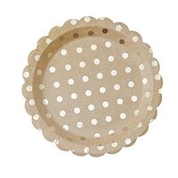 Ginger Ray, Gold PM-955 Pick And Mix Kraft & Polka Dot Paper Party Plates (8 Pack), 22 cm