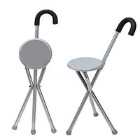 AD Folding Seat Cane Walking Stick & Chair Seat Height Adjustable Tripod Suitable for The Elderly