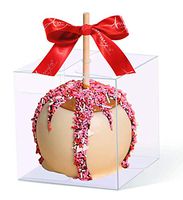 50 PCS Clear Candy Apple Box with Hole Top | 4" x 4" x 4" PET Gift Boxes for Caramel Apples, Ornaments | Transparent Boxes for Wedding, Party and Baby Shower Favors| Food in Safe Fits Standard Apples