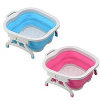 SUPVOX Massage Bucket Foldable soak Bucket Lightweight Plastic spa Bucket for Home Relaxing (Blue)