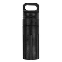 CHICTRY EDC Accessory Case Airtight Waterproof Aluminum Alloy Outdoor Survival Pill Capsule Match Battery Seal Bottle Holder Container for Camping Hiking Black One Size