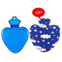 Heart Shape PVC Hot Cold Water Bottle Bag Cover Winter Back Neck Hand Warmer Bag Hot Water Relaxing Heating Bag Small Large 2 Sizes (Color : Blue, Size : 500ml)