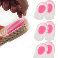 3 Pairs of Correcting Gel Heel Pads, Increasing Foot Pads/Inserting Heel Lifts Insole for Plantar Fasciitis/Heel Pain and Spurs (Pink)