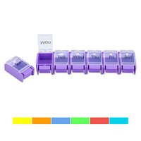 ZAXOP Pill Organizer Detachable Weekly Pill Box with Push Button 7 Day Pill Case Colourful(Purple)