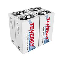 Tenergy Premium 9V Batteries Rechargeable High Drain 250mAh NiMH 9V Square Battery for Smoke Alarm/Detector, 4 Pack