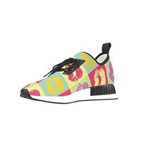 Cool Colorful Sexy Lips Breathable Woven Leather Insole Mesh Cloth Draco Running & Walking Shoes for Women Green
