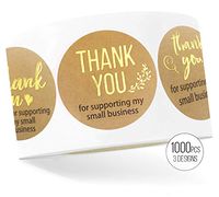 LaPaper - Thank You For Supporting My Small Business Kraft Stickers with Gold Foil | Round 1,5 inches | Bulk 1000 Labels Per Roll | For Business, Kraft Makers, Online Sellers, Boutiques, Small Shops